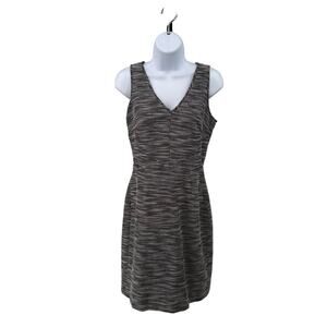 Banana Republic Tweed Sheath Dress Black/White WMNS 4 V-Neck Sleeveless Back Zip